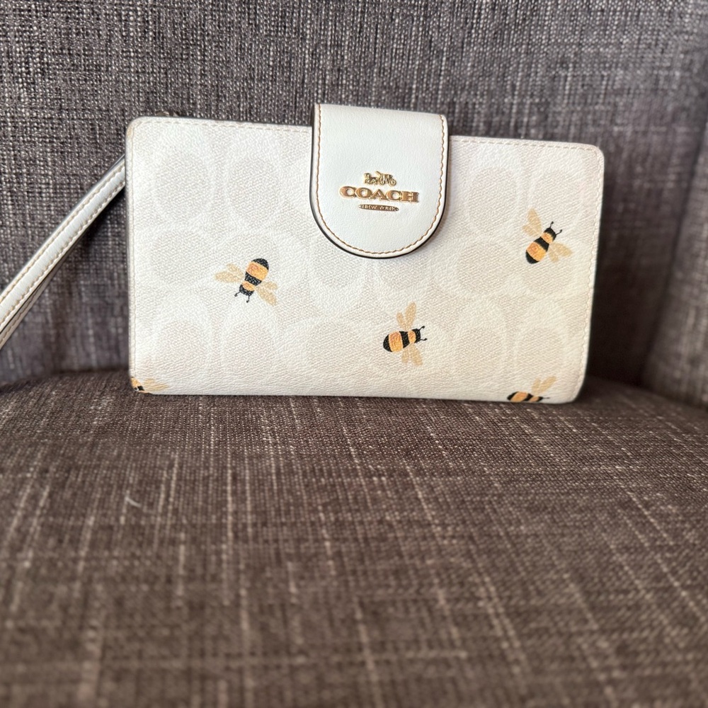Coach Cream Bee Print Women's Wallet